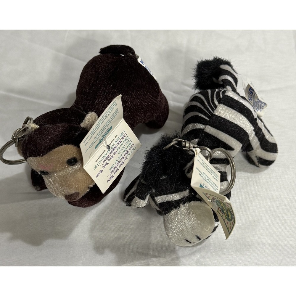 Lot of 2 Itsy Bitsy Teeny Weeny Little Mini Bean Pal Babies Plush Keychain w/tag